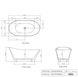 NNEDSZ 1500/1700*750/800*680mm INS OTTI London Gloss White Special Shape Curved Acrylic Freestanding Bathtub