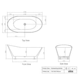 NNEDSZ 1500/1700*750/800*680mm INS OTTI London Gloss White Special Shape Curved Acrylic Freestanding Bathtub