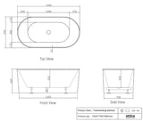 NNEDSZ 1500/1700*750/800*580mm INS OTTI Noosa Gloss/Matt White Oval Acrylic Freestanding Bathtub