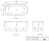 NNEDSZ 1500/1700*750/800*580mm INS OTTI Noosa Gloss/Matt White Oval Acrylic Freestanding Bathtub