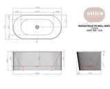 NNEDSZ 1500/1700*750/800*580mm INS OTTI Noosa Gloss/Matt White Oval Acrylic Freestanding Bathtub