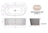 NNEDSZ 1500/1700*750/800*580mm INS OTTI Noosa Gloss/Matt White Oval Acrylic Freestanding Bathtub