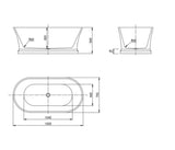 NNEDSZ 1500*750*560mm Hampton 1500 NF and Gloss White Freestanding Bathtub