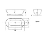 NNEDSZ 1700*800*560mm Hampton 1700 NF and Gloss White Freestanding Bathtub