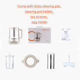 NNEDSZ Joyoung Eletric Glass Kettle Set with stewing pot Tea Basket egg holder 1.5L