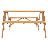 VEVOR 2-in-1 Transforming Interchangeable Picnic Table, Outdoor Wooden Table and Bench Set, Portable Foldable Bench with Umbrella Hole, Patio Dining Furniture for Garden, Backyard, Porch (Brown)