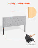 VEVOR Headboard, Full Size Headboard with Adjustable Height, Comfortable Diamond Tufted for Full Size Bed, W 56.3 x H（35.6-47.4）inches, Ideal for Bedroom, Hotel, Homestay, Dormitory, Light Grey