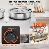 VEVOR Electric Soup Warmer, Three 7.4QT Stainless Steel Round Pot, 1200W Commercial Food Warmer, 30 - 85℃ Adjustable Temp, Bain Marie with Anti-Dry Burn and Reset Button, for Restaurant, Buffet