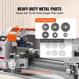 VEVOR Mini Metal Lathe Machine, 180 x 400 mm, 800W Precision Benchtop Power Metal Lathe, 150-2500 RPM Continuously Variable Speed, with 3-jaw Metal Chuck Tool Box for Processing Precision Parts