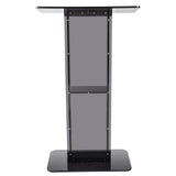 VEVOR Acrylic Podium, 47" Tall, Acrylic Podium Stand with Wide Reading Surface & Storage Shelf, Floor-standing Clear Pulpits Acrylic for Church Office School, Black