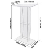 Acrylic Podium, 47" Tall, Clear Acrylic Podium Stand with Wide Reading Surface & Storage Shelf, Floor-standing Clear Pulpits Acrylic for Church Office School