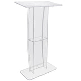 Acrylic Podium, 47" Tall, Clear Acrylic Podium Stand with Wide Reading Surface & Storage Shelf, Floor-standing Clear Pulpits Acrylic for Church Office School