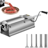 VEVOR Manual Sausage Stuffer, 5 L / 11 LBS Horizontal Sausage Machine, Dual-Speed Meat Stuffer, Made of Food-Grade 304 Stainless Steel, Includes 5 Stuffing Tubes, for Home Kitchen Restaurant Commercia
