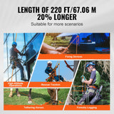 Double Braided Polyester Rope, 19 mm x 67.06 m, 24 Strands, 88.96kN Breaking Strength Outdoor Climbing Rope, Arborist Rigging Rope for Rock Hiking Camping Swing Rappelling Rescue, Orange/Black