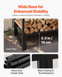 VEVOR Firewood Rack with Waterproof Cover, 1.22m Outdoor Firewood Holder, 1/4 Cord Storage Metal Log Holder, 400lb Max Weight Capacity, Top Covered, Powder-Coated Wood Storage Rack for Fireplace Deck