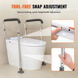 VEVOR Toilet Safety Rail, Bathroom Toilet Seat Frame, Adjustable Width & Height Fit Most Toilets, Supports 136 kg, Toilet Handles Grab Bars with Padded Armrests for Handicap, Disabled, Seniors