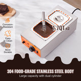 VEVOR Chocolate Tempering Machine, 2 Tanks Chocolate Melting Pot with TEMP Control, 800W Stainless Steel Electric Commercial Food Warmer For Chocolate/Milk/Cream Melting and Heating