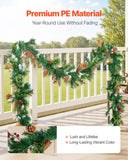 NNEDSZ VEVOR Christmas Garland, 2750mm Artificial Christmas Garland with Light String, Faux Greenery Decoration with Berry Clusters, Pine Needles, Pine Cones, Realistic Xmas Collection for Mantel Fireplace