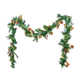 NNEDSZ VEVOR Christmas Garland, 2750mm Artificial Christmas Garland with Light String, Faux Greenery Decoration with Berry Clusters, Pine Needles, Pine Cones, Realistic Xmas Collection for Mantel Fireplace