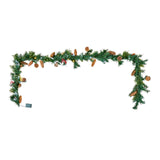 NNEDSZ VEVOR Christmas Garland, 2750mm Artificial Christmas Garland with Light String, Faux Greenery Decoration with Berry Clusters, Pine Needles, Pine Cones, Realistic Xmas Collection for Mantel Fireplace