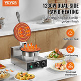 VEVOR Electric Ice Cream Cone Maker, Commercial 1230W Waffle Cone Machine, Non-Stick Stainless Steel Egg Roll Mold, with Temperature and Time Control, Handle, for Restaurant Bakery Snack Bar Family