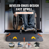 Upgraded Rubber Threshold Ramp, 3.8 cm Rise Wheelchair Ramp Doorway, Natural Curb Ramp Rated 15 tons Load Capacity, Non-Slip Textured Surface Rubber Curb Ramp for Wheelchair and Scooter
