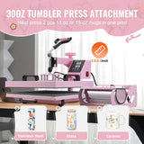 VEVOR Heat Press Machine, 15 x 15 inch, 5 in 1 Heat Transfer Machine with 30 oz Tumbler Press, 360° Swing Away T-Shirt Pressing, Digital Precise Control, for T-Shirts/Mugs/Hats/Plates, Pink