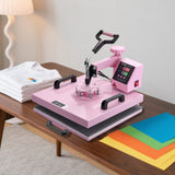VEVOR Heat Press Machine, 15 x 15 inch, 5 in 1 Heat Transfer Machine with 30 oz Tumbler Press, 360° Swing Away T-Shirt Pressing, Digital Precise Control, for T-Shirts/Mugs/Hats/Plates, Pink