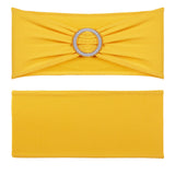 VEVOR Stretch Spandex Chair Sashes, Chair Slipcover and Stretch Chair Sash with Round Buckle, Elastic Chair Bands, Fitting Wedding, Holiday, Banquet, Party Chair Decoration (50 PCS Golden Yellow)