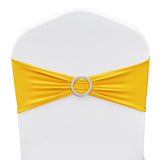VEVOR Stretch Spandex Chair Sashes, Chair Slipcover and Stretch Chair Sash with Round Buckle, Elastic Chair Bands, Fitting Wedding, Holiday, Banquet, Party Chair Decoration (50 PCS Golden Yellow)