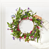 NNEDSZ VEVOR Artificial Decorative Wreath 55.88 cm Pink Green with Daisies Year Round