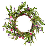 NNEDSZ VEVOR Artificial Decorative Wreath 55.88 cm Pink Green with Daisies Year Round