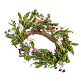 NNEDSZ VEVOR Artificial Decorative Wreath 55.88 cm Pink Green with Daisies Year Round