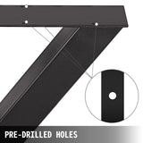 VEVOR Set of 2 Steel Table Legs, 72cm Height 79cm Wide Dining Table Legs, Heavy Duty 7.9cm Square Box Section X Frame Table Legs,72x79x7.9 cm Black Color Industrial Country Style Metal Dining Leg