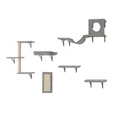 VEVOR Wall Mounted Cat Shelves, Cat Wall Shelves and Perches with Jumping Boards, Hammock, Sofa, Cat Tree & Cat Grip, Cat Furniture and Shelves up to 40 lbs for Sleeping, Playing, Climbing, Set of 6