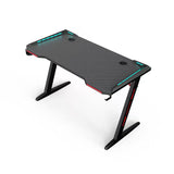 Gaming Desk with LED Lights Computer Desk Z Shaped Desk - Red