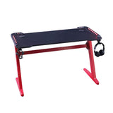 Gaming Desk with LED Lights Computer Desk Z Shaped Desk - Red