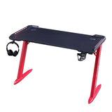 Gaming Desk with LED Lights Computer Desk Z Shaped Desk - Black