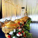 NNEDSZ Gold Chafing Dish Buffet Set, Luxury Buffet r Hanging Lid Dining Stove Set with Lid