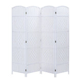 NNEDSZ 4 Panel Room Divider Decorative Folding Rattan Wicker Screen Room Privacy Separator White
