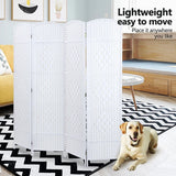 NNEDSZ 4 Panel Room Divider Decorative Folding Rattan Wicker Screen Room Privacy Separator White