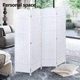 NNEDSZ 4 Panel Room Divider Decorative Folding Rattan Wicker Screen Room Privacy Separator White