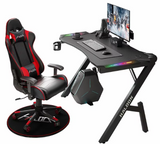 Gaming Desk with LED Lights Computer Desk K Shaped Desk - 140 x 60