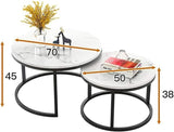 Nesting Coffee Table Faux Marble Small Round Coffee Tables - White