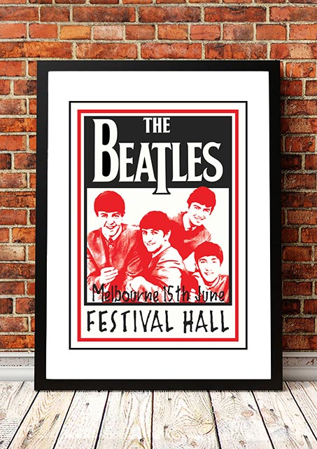 NNEDSZ The Beatles 'Festival Hall' Melbourne, Australian Tour Poster 1964 - Framed A2