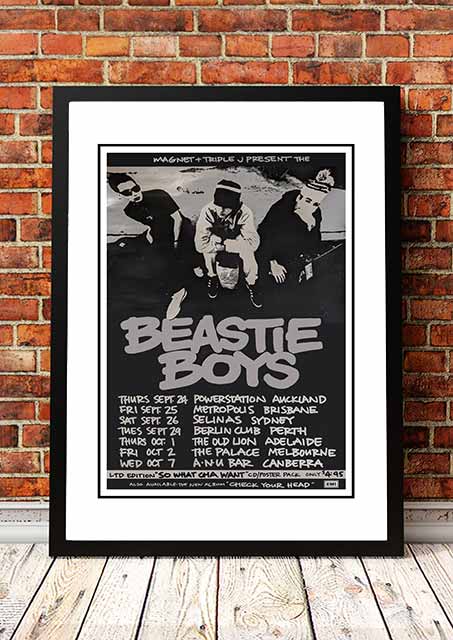 NNEDSZ Beastie Boys 'Australian Tour' Poster 1990 - Framed A2