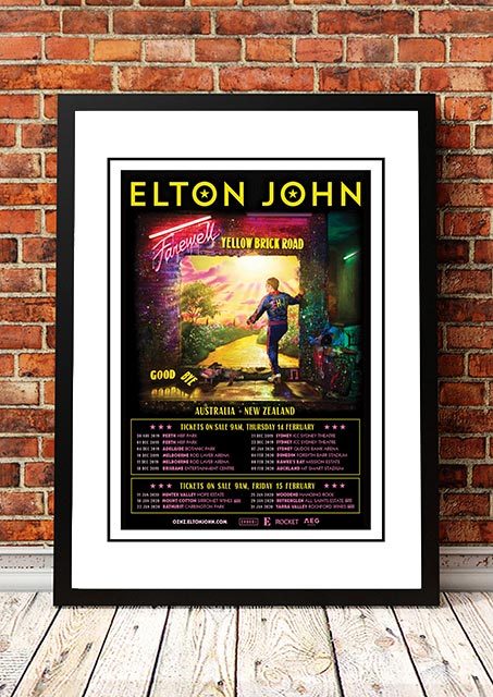 NNEDSZ Elton John 'Final Australian Tour' Poster 2019 - Framed A2