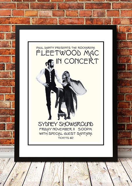 NNEDSZ Fleetwood Mac / Santana 'Sydney Showground' Poster 1977 - Framed A2