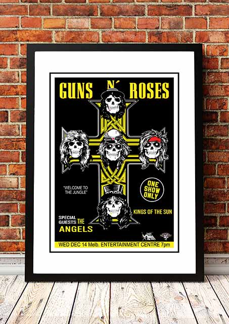 NNEDSZ Guns N' Roses 'Melbourne Entertainment Centre' Melbourne, Australian Tour Poster 1988 - Framed A2