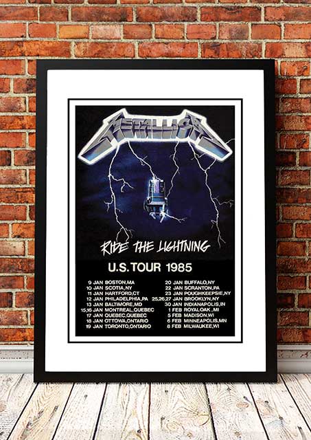 NNEDSZ Metallica 'Ride The Lightning' US Tour Poster 1985 - Framed A3